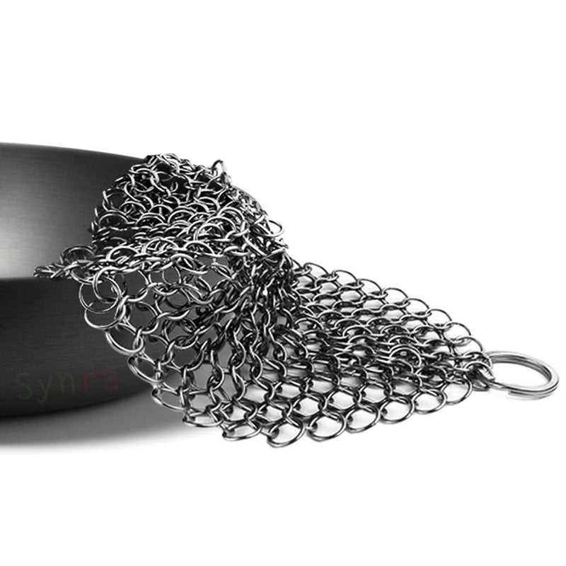 Synra Cast Iron Scrubber, 7 Inches Diameter, Round 316 Premium Stainless Steel, Lightweight, Flexible Chainmail Scrubber, Cleans Cookware with No Scratches or Residue - NewNest Australia