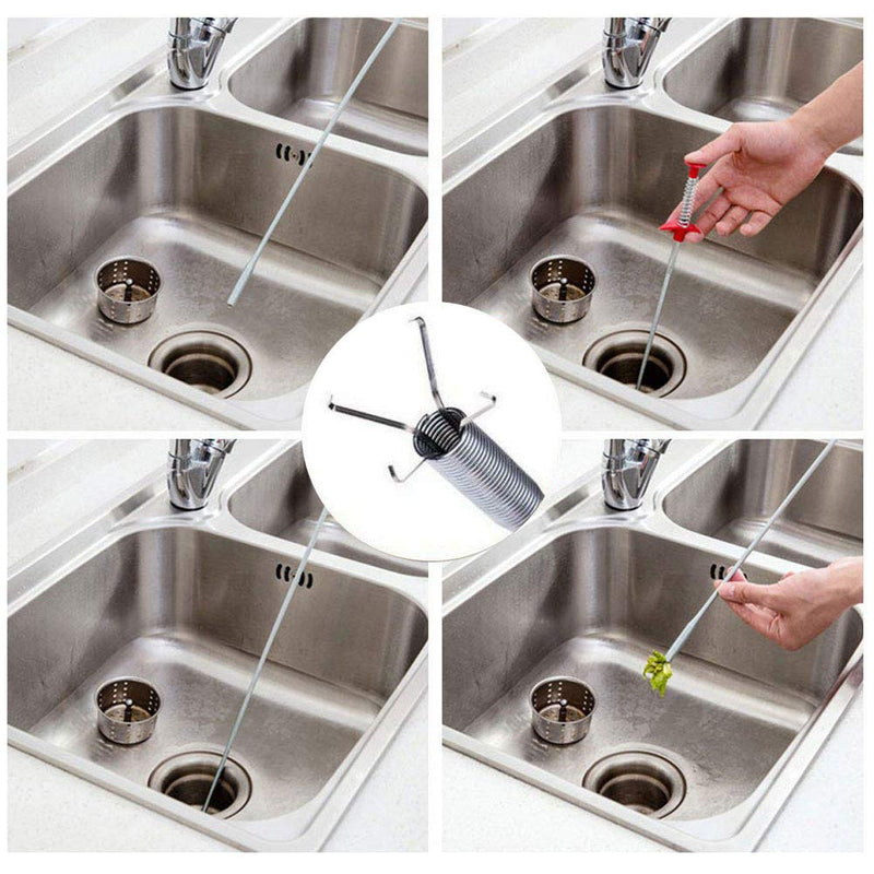 FOMMEN 6 Pack Clog Remover Drain Relief Auger Cleaner Tool,Sink Drain and Snake Overflow Cleaning Brush, Sewer Hair Catcher,(Bathroom Tub, Toilet,Clogged Drains, Dredge Pipe, Sewers,Sink, Kitchen) - NewNest Australia