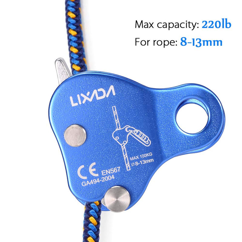 Lixada Rock Climbing Ascender Ultralight Fall Arrest Protection Belay Device Self-Locking 8-13MM Rope Grip Clamp for Outdoor Climbing and Rescue, Blue - NewNest Australia