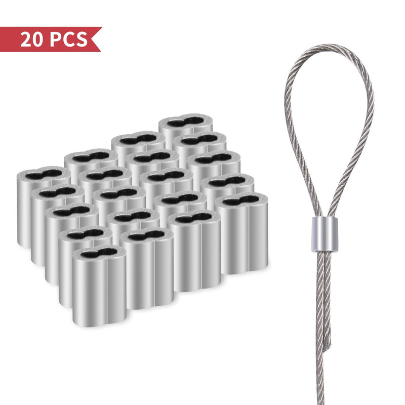 26ELE Picture Hanging Wire 50lb, Heavy Duty Stainless Steel Wire Rope for Hanging Picture Frame Mirror and Wall Art, Strong Metal Wire 100Feet with 20PCS Aluminum Crimping Sleeves - NewNest Australia