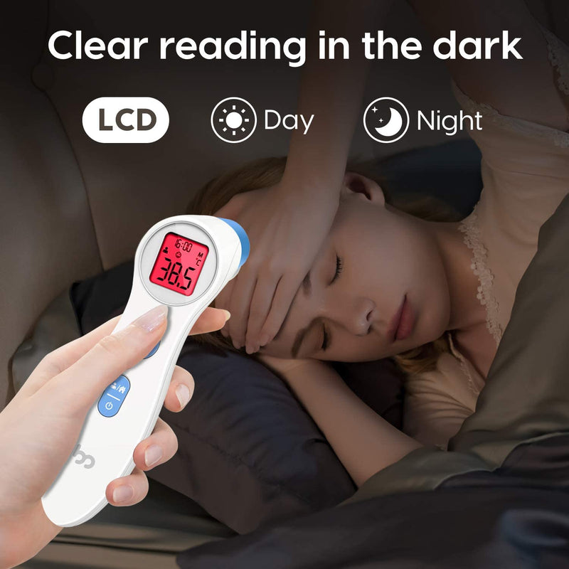 Fever thermometer for babies, children and adults, contactless forehead thermometer, infrared digital thermometer with immediate accurate reading, fever alarm, white - NewNest Australia