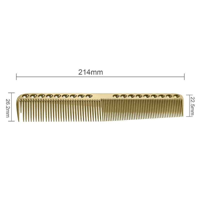 Nicoone Professional Hair Combs, Aviation Aluminum Metal Cutting Comb Hairdressing Comb, Salon Comb Master Barber Comb for Cutting and Hair Styling (8.4x1in, Gold) 1 Count (Pack of 1) - NewNest Australia