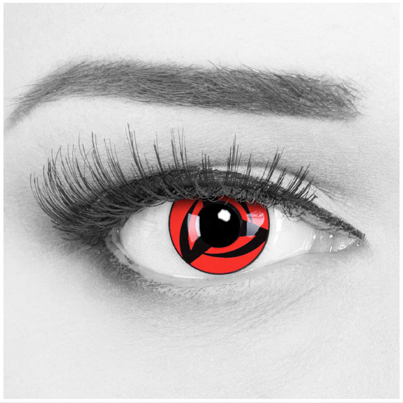 Meralens 1 pair of colored anime Sharingan contact lenses Kakashi Naruto in red black perfect for Manga Hereos of Cosplay, Halloween with free contact lens case red 12 monthly lenses without strength - NewNest Australia