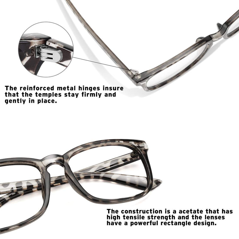 Blue Light Filter Glasses Unisex Nerd Non Prescription Clear Lens Fake Glasses Black + Gray + Transparent - NewNest Australia