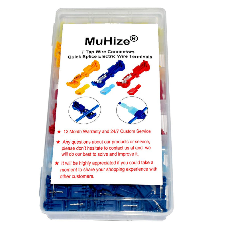 T-Tap Wire Connectors - MuHize 120 Pcs T-Tap Wire Terminals, Quick Splice Wire Terminals, Self-Stripping Insulated Male Quick Disconnect Assortment Kit - NewNest Australia