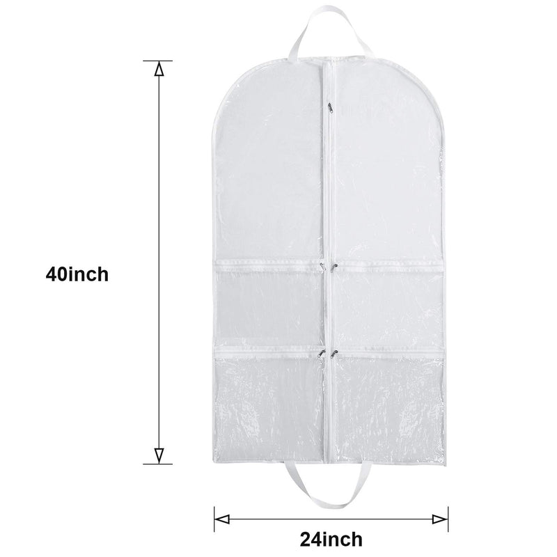 NewNest Australia - Maitys Clear PVC Hanging Costume Garment Cover 40" x 24" Costume Bags Suit Cover with Zipper Pockets for Storage and Travel Dance Garment (Style C, 1 Piece) 