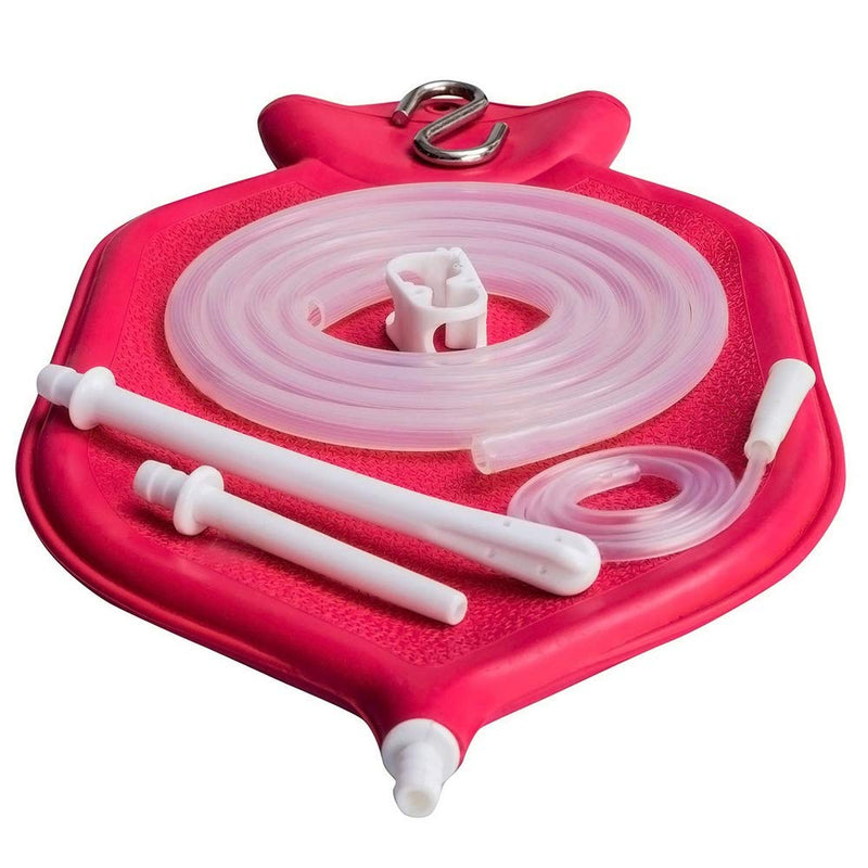 The HealthAndYoga(TM) NaturoFlo Enema Bag Kit - Open Fountain top (2 Quart) - Silicone Tubing and Strong Metal Suspension - Hygienic Sterile Enema Sheet - Privacy Carry and Storage Bag by SoulGenie - NewNest Australia