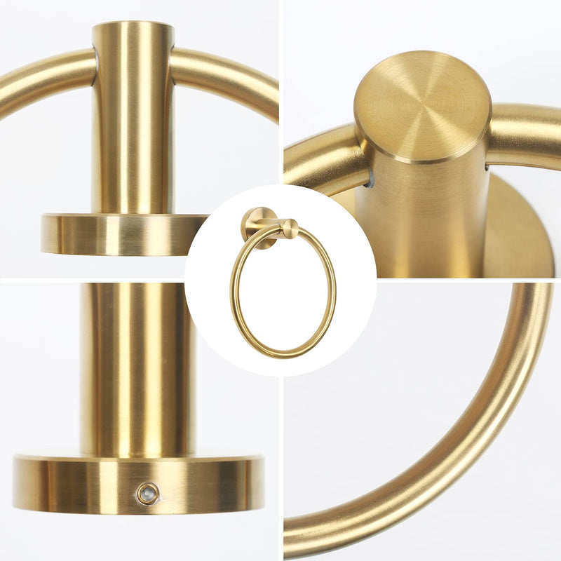 HouseAid Stainless Steel Towel Ring for Bathroom Hand Towel Holder Modern Circle Towel Hanger Round Towel Rack Wall Mounted Brushed Gold (2Pack) Brushed Gold (2 Pack) - NewNest Australia