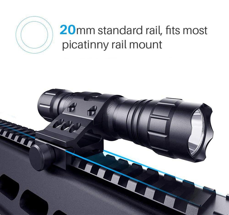 Single Mode Tactical Flashlight, 1000 Lumens LED Rifle Hunting Light, Flashlights with Picatinny Rail Mount, Remote Pressure Switch, Rechargeable Battery, Charger - NewNest Australia