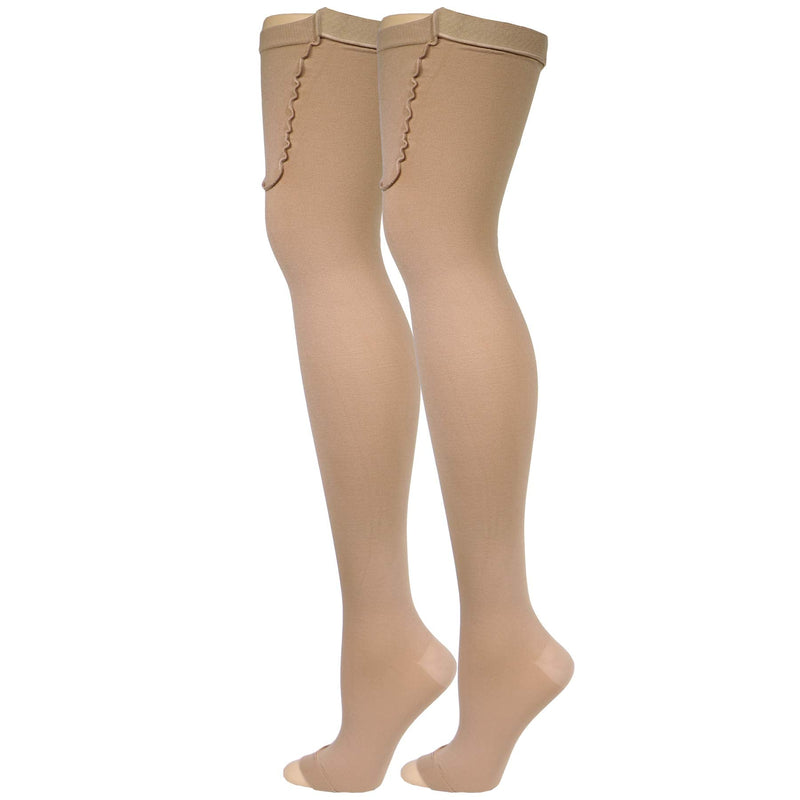 Truform Surgical Stockings, 18 mmHg Compression for Men and Women, Thigh High Length, Open Toe, Beige, Small Small (1 Pair) - NewNest Australia