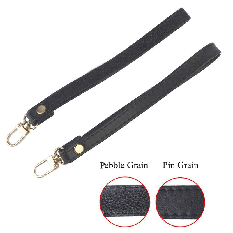 Beaulegan Purse Wrist Straps - Genuine Leather - Replacement for Clutch Pouch, Set of 2 PCS Black Pebble Grain (Gold Buckle) - NewNest Australia