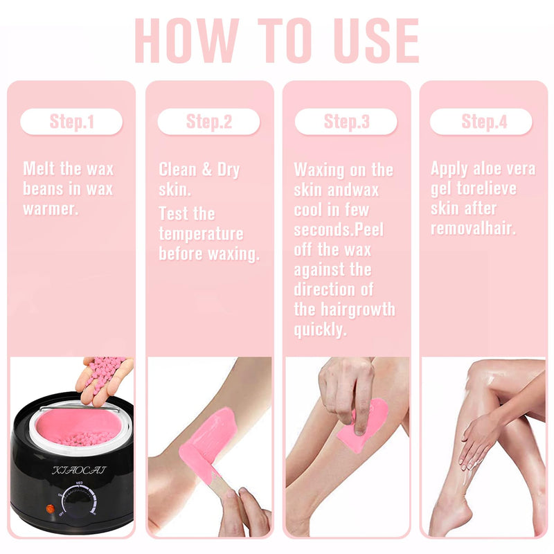 Wax Beads, Wax Warmer Hair Removal, Pack Of 4 Hard Waxing Beans & 10 Applicator Sticks For Full Body Hair Removal, Hot Waxing, Brazilian Waxing, Legs, Face And Arms - NewNest Australia