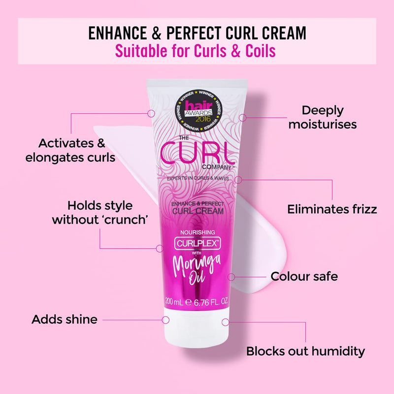 The Curl Company Enhance and Ideal Curl Cream (50 ml Travel Size Mini) - Activates and Elongates Curls and Adds Shine to the Hair - Professionally Formulated with Curplex and Nourishing Moringa Oil - NewNest Australia