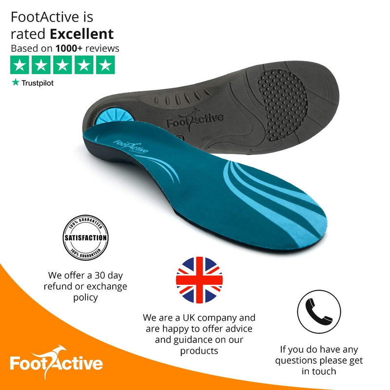 FootActive Comfort Insoles | The Original | Physio Recommended Orthotic Arch Support Insoles for Heel Pain, Heel spur, Plantar Fasciitis, Knee Pain and Back Pain 9/10.5 UK - NewNest Australia