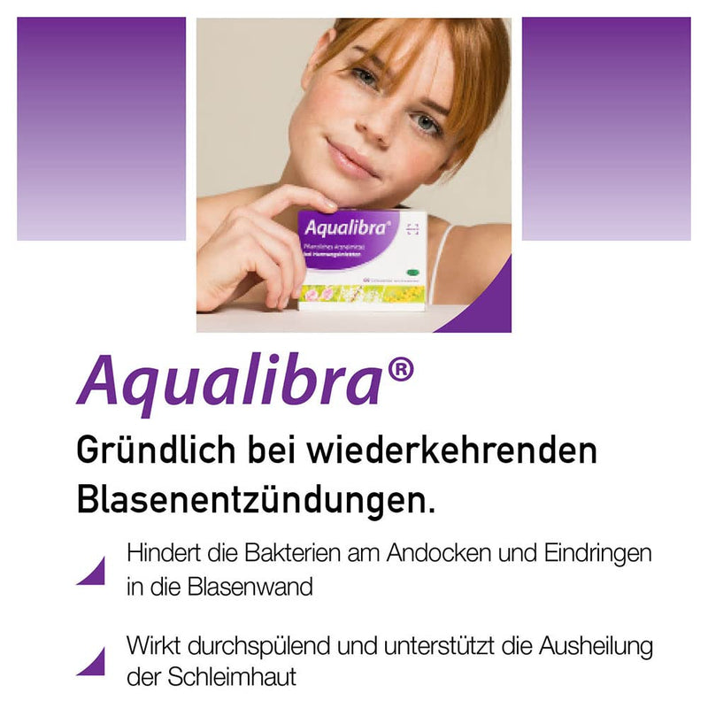 Aqualibra 2 x 60 film-coated tablets for recurring cystitis and urinary tract infections - avoidance of antibiotics - herbal - from 12 years 60 pieces (pack of 2) - NewNest Australia
