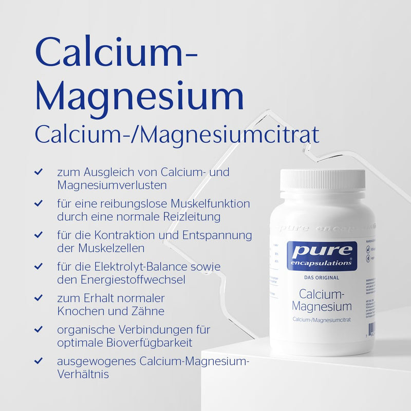 Pure Encapsulations - Calcium-Magnesium (Citrate) - Well-tolerated form of calcium with magnesium - 90 veg. Capsules - NewNest Australia