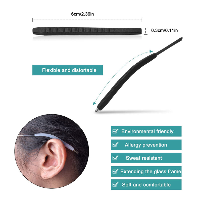 20 pairs of silicone covers, non-slip glasses temples, soft glasses, ear hooks, glasses temple tips, repair replacement parts, glasses replacement accessories for soft sports glasses, sunglasses, reading glasses for 2.5-5 mm - NewNest Australia