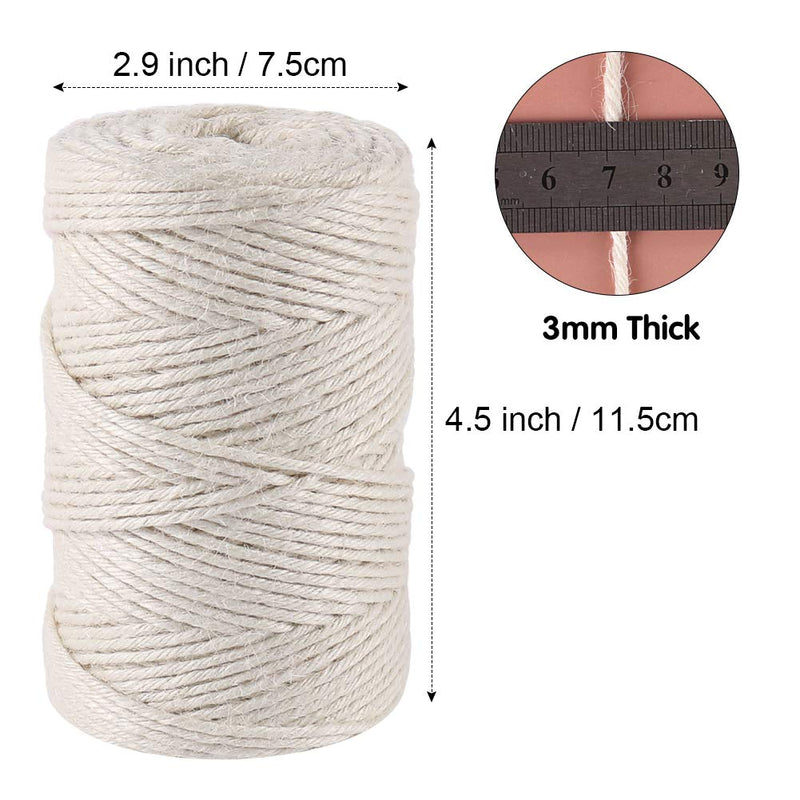 Tenn Well 3mm Jute Twine, 328 Feet Thick Twine String for Crafting, Gift Wrapping, Gardening, Packing and DIY Projects (Creamy) - NewNest Australia