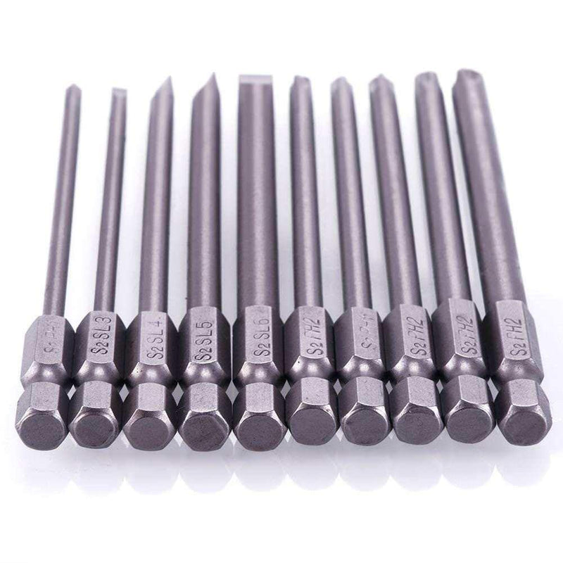 Rocaris 10pcs 1/4 Inch Hex Shank Long Magnetic Screwdriver Bits Set 4 in Power Tools (Slotted+Cross Head) - NewNest Australia