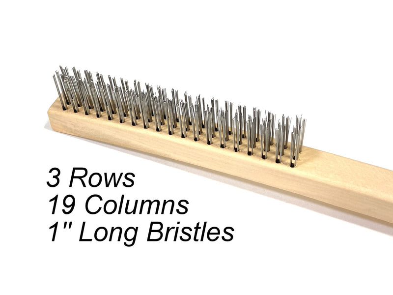 2 ALAZCO Wire Brush Stainless Steel Wire Scratch Brush for Cleaning Rust Metal Scraper 3 Rows x 19 Columns with Curved Handle – Total Length 14’’ 2 - NewNest Australia