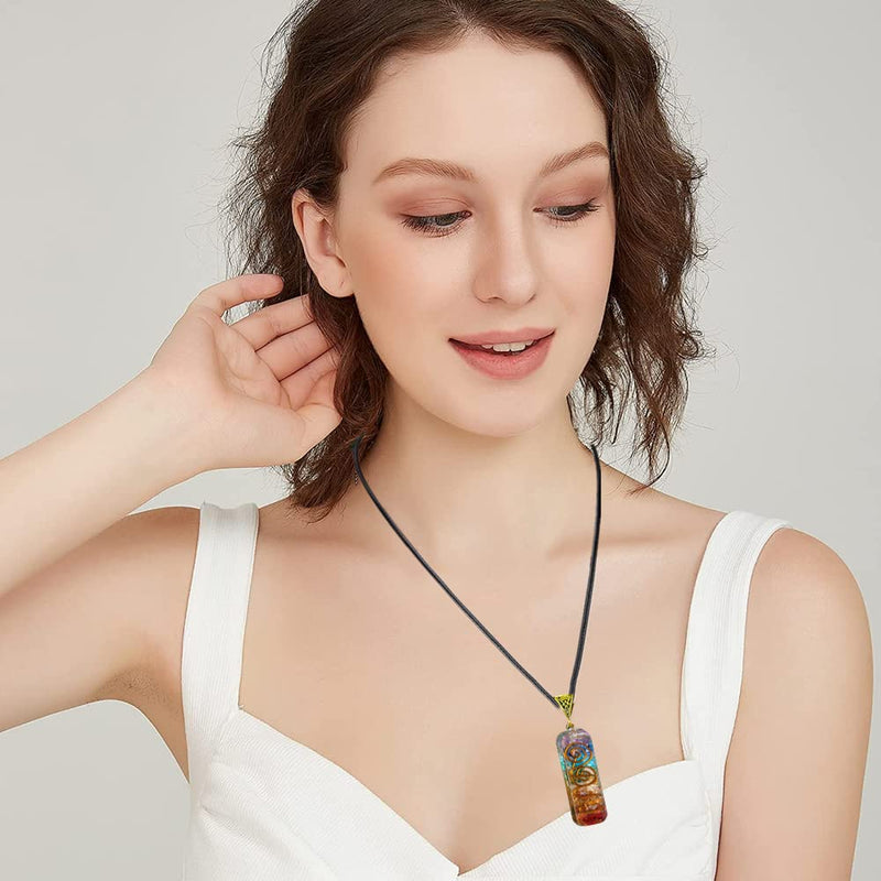 WULILONG 7 Chakra Healing Crystal Natural Gemstone Rainbow Crystals Orgone Energy Generator Protection Amulet Pendant Necklace for Women Men - NewNest Australia
