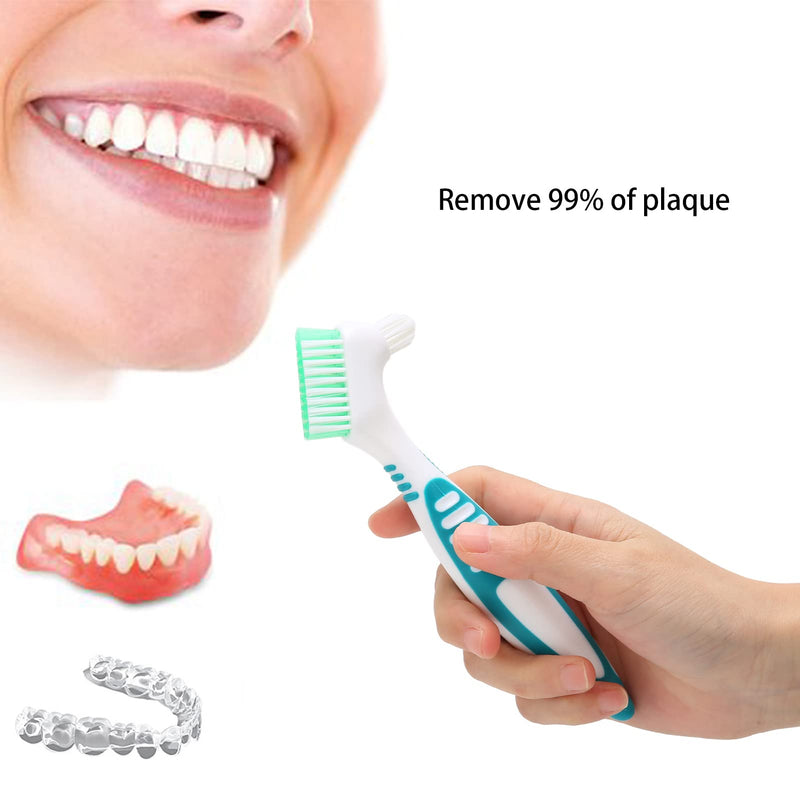 Denture brush, denture cleaner with multi-layer, soft bristles, removal of plaque bacteria, effective cleaning, prevents tartar, safe, non-toxic toothbrush for false teeth - NewNest Australia