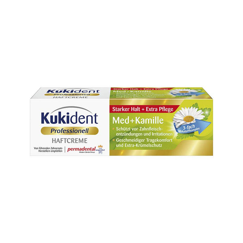 Kukident adhesive cream Med+Chamomile tooth cleaner for third parties, pack of 3 (3 x 40 g) 40 g (pack of 3) - NewNest Australia