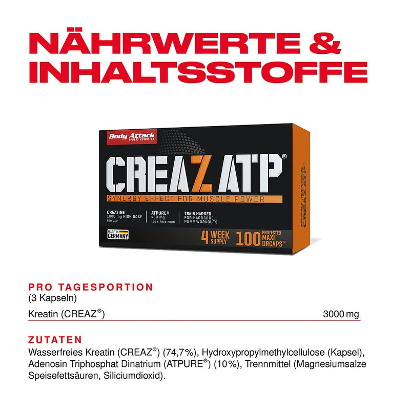 Body Attack Creaz ATP, 1 pack (1 x 100 capsules) - NewNest Australia