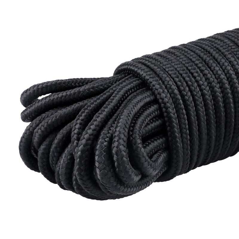 98 ft Nylon Rope,1/4-Inch Solid Nylon Rope,Black Flagline Rope,All Purpose Tie-Down Ropes for Garden,Tie,Pull,Knot (Thick 6mm) 6mm x 98ft Black - NewNest Australia