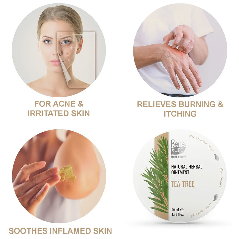 BenePura Tea Tree Cream for Eczema Itch Relief Cream - Eczema Cream for Adults - Natural Anti Itch Cream for Humans - Heat Rash Cream for Adults - Itchy Skin Cream, Dermatitis Cream, Bite Cream - 40ml - NewNest Australia