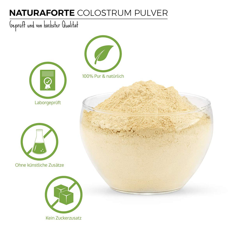 NaturaForte Colostrum Powder 250 g - Natural Cow Colostrum Powder, Beast Milk, First Milk Gently Degreased, Milk Powder with Immunoglobuline G - NewNest Australia