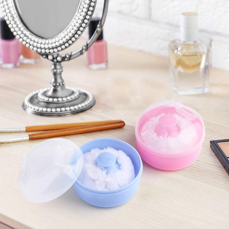 Baby Powder Puffs Cosmetic Powder Puffs Kit with Containers Blue and Pink Pack of 2 - NewNest Australia