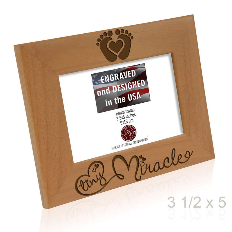 KATE POSH - Tiny Miracle Engraved Natural Wood Picture Frame, New Baby, New Dad & Mom, Parents Gifts, Ultrasound, Sonogram, Baby Gift, Pregnancy Gift, Baby Announcement Photo Frame - NewNest Australia