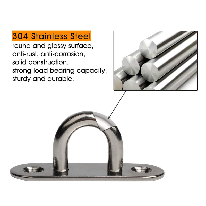 NewNest Australia - WOFTD 10-Pack 304 Stainless Steel Ceiling Hook Ring Hooks 1. 8 inch M5 Strip Type Eye Plate with Enclosed Hook Boat Rigging Heavy Duty Ceiling & Wall Mount Hanging Hardware Fitting 1.8" M5, 10-Pack 