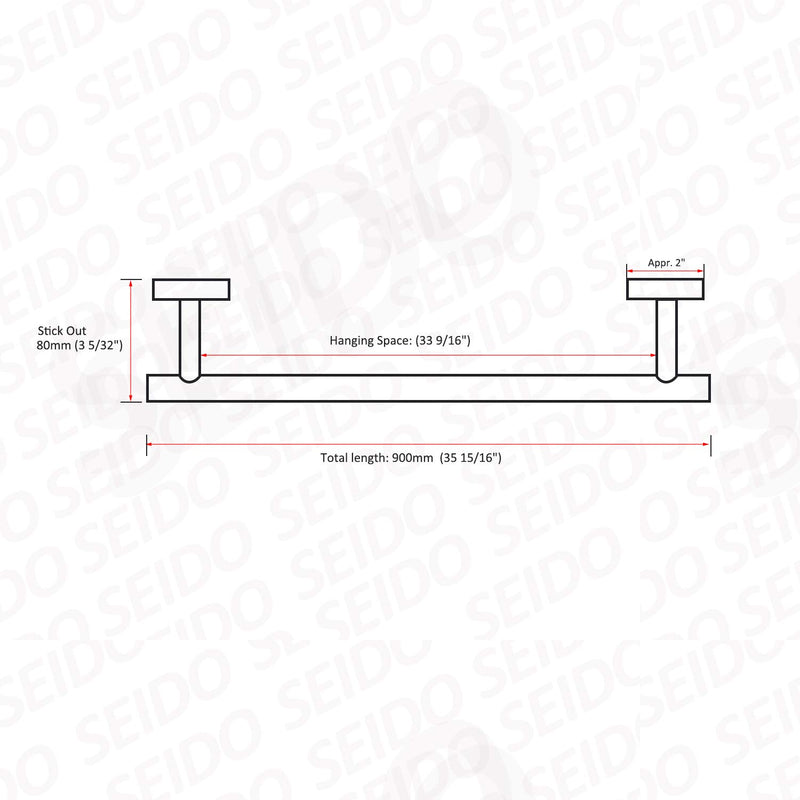 SEIDO Heavy Duty Commercial Grade-304 Stainless Steel 900mm/35.4-inch Total Length Bathroom Towel Bar, Large Hanging Space 850mm/33.5-inch Single Towel Rod, Polished Chrome Finish 36inch - NewNest Australia