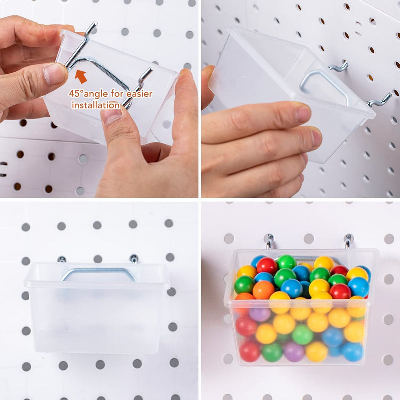 6 Pack Pegboard Clear Bins, Pegboard Bins Hooks, DIY Pegboard Accessories, Workbench Small Bins Fit 1/4 -1/8 Peg Board for Organizing Hardware, Garage Storage, Craft Room, Tool Shed, Hobby Supplies 6 Pack - NewNest Australia