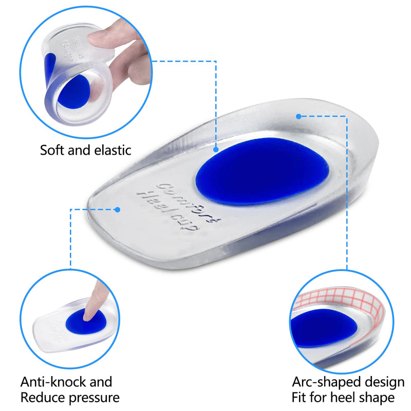 Fousenuk 3 Pairs Of Heel Spur Insoles, Gel Heel Cushion Silicone, Professional Heel Cup Inserts, Heel Pads For Shoes, Orthopedic Gel Insoles For Relieving Plantar Fasciitis, Achilles Pain (L) - NewNest Australia