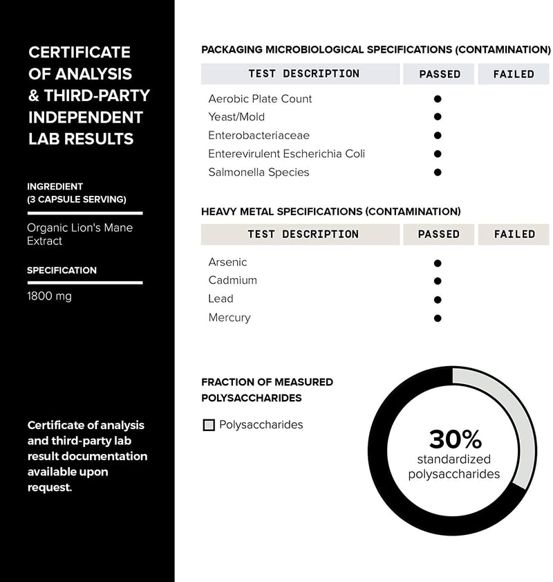 18,000mg 10x Concentrated Ultra High Strength Extract - Made with Organic Lions Mane - 30% Polysaccharides - Highly Concentrated and Bioavailable - 120 Veggie Capsules - NewNest Australia