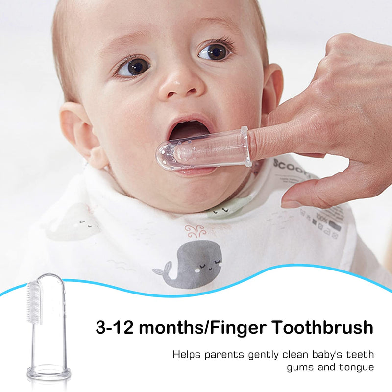3 in 1 Baby Training Toothbrush Set - Infant to Toddler Toothbrush Oral Care Silicone Toothbrush for Baby - Food Grade Silicone,Extra Soft Bristles,Perfect for 0-24 Months(3-Pack,Blue) Blue - NewNest Australia