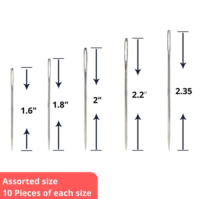 Mr. Pen- Large Eye Needles for Hand Sewing, 50 Pack, Assorted Sizes, Sewing Needles, Needles, Needles for Sewing, Embroidery Needles for Hand Sewing, Sewing Needles Large Eye, Big Eye Needle - NewNest Australia