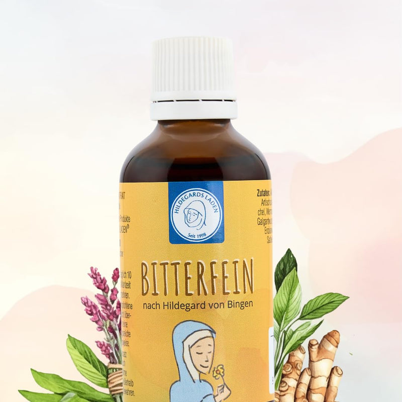 Bitterfein - herbal bitter drops | Hildegard of Bingen | Bitter substances from 17 plants | Before every meal | 50ml - concentrate for approx. 30 days - NewNest Australia