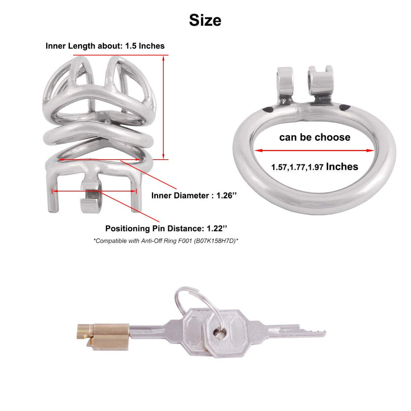 TERNENCE Stainless Steel Small Male Chastity Device Ergonomic Design Stealth Lock for Adults Solitary Extreme Confinement Cage S040 (1.57 inch / 40mm) 1.57 Inch (Pack of 1) - NewNest Australia