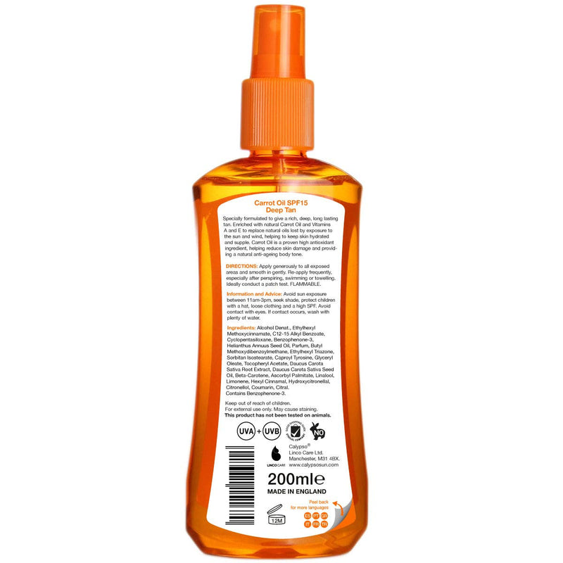 Calypso SPF15 Carrot Oil with Tan Extender, 200 ml SPF 15 - NewNest Australia