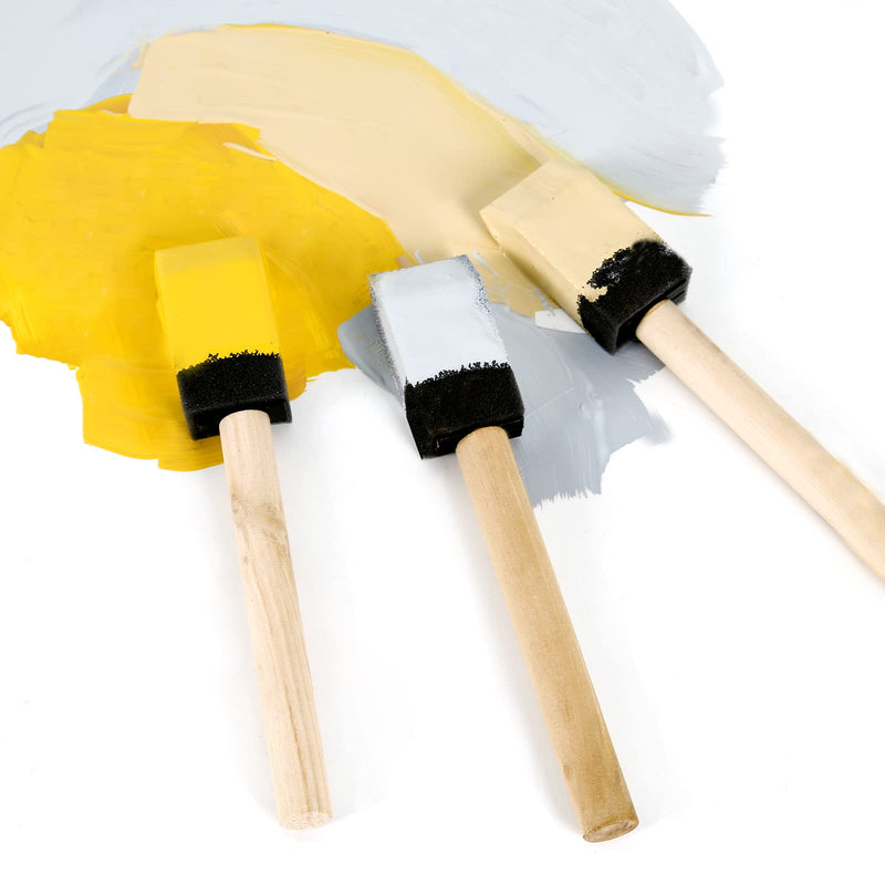 Foam Paint Brushes, Mister Rui Sponge Paint Brush, 1 Inch Foam Brush 12 Pieces, Wood Handle Paint Brush Set, Light and Durable, Ideal for Painting and Cleaning Foam Brush Set | Pack of 12 - NewNest Australia