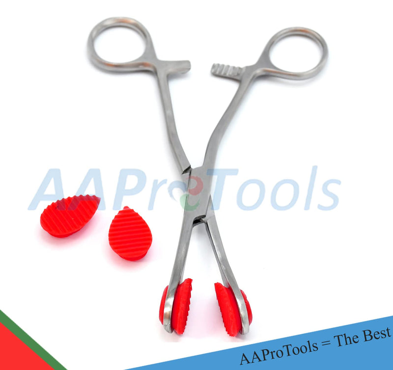 AAProTools Young Tongue Seizing Forceps 6.5" Stainless Steel with Extra 2 Rubber Jaws - NewNest Australia