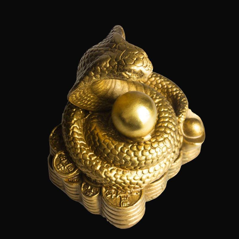 NewNest Australia - Brass Chinese Zodiac Ingots Snake Statue Home Decoration Collectibles 