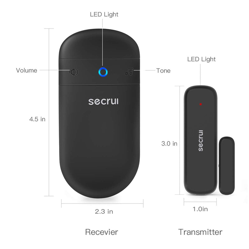 Door Chime – Door Entry Chime for Front Door – Wireless Door Sensor with 52 Chimes Flash Lights Adjustable Volume Levels – Door Ringer for Business/Office/Home Entry – Over 500ft Coverage Black - NewNest Australia