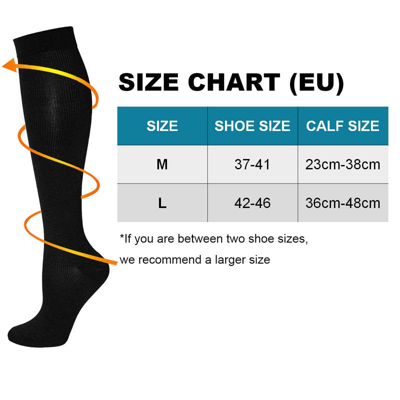 Kuzimua 6 Pairs Of Compression Stockings, Knee Socks, Support Stockings, Running Socks For Women And Men, Sports, Running, Flight, Travel, Pregnancy, Medical Compression Socks - NewNest Australia