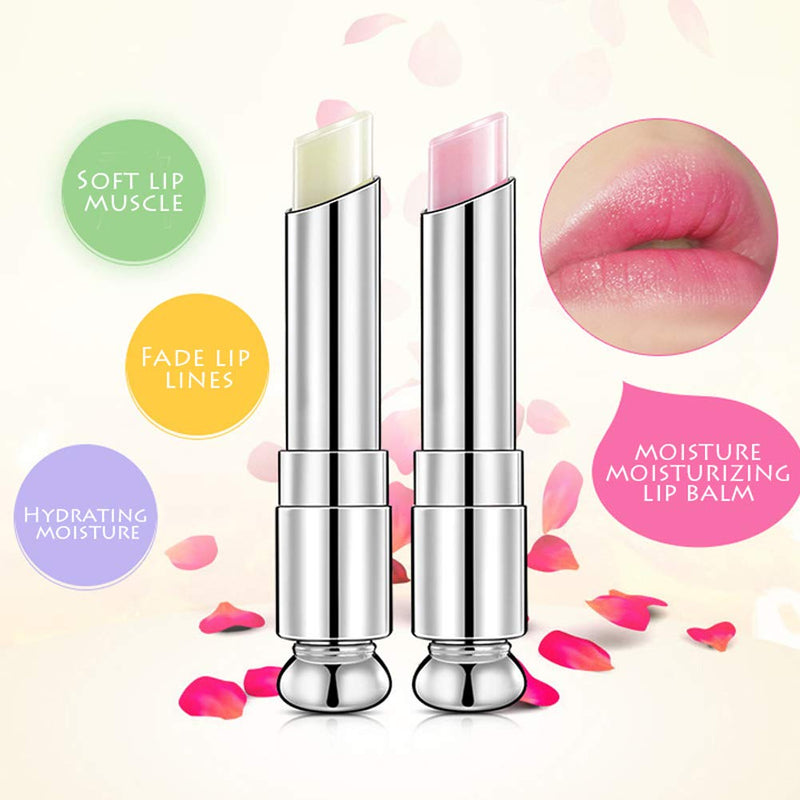 BEEXY 2 Pack Natural Fruity Flavored Moisturising Lip Balm, Long Lasting Crystal Lipsticks Lip Care Lip Plumper Chapstick for Dry Lips(Lemon & Strawberry Flavored） - NewNest Australia