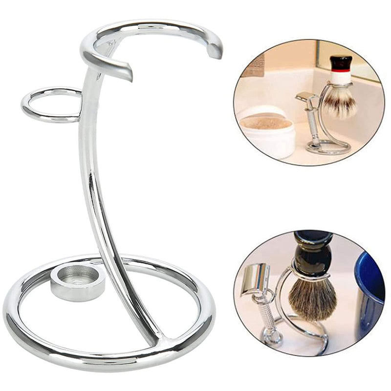 Shaving Brush Stand Holder, Silver Razor and Brush Stand, Shaving Brush Stand, Portable Razor and Brush Stand, Stainless Steel Shaving Stand for Men - NewNest Australia
